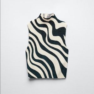 Jacquard knit sleeveless sweater top